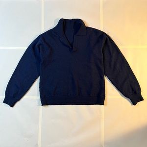 Navy wool quarter button down sweater